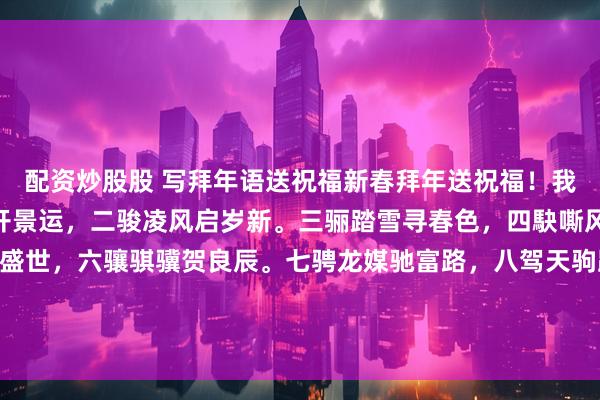 配资炒股股 写拜年语送祝福新春拜年送祝福！我的祝福是：“一骥腾云开景运，二骏凌风启岁新。三骊踏雪寻春色，四駃嘶风报福音。五驭骅骝迎盛世，六骧骐骥贺良辰。七骋龙媒驰富路，八驾天驹跃锦程。九乘神骏千门暖，十纵骁腾万象荣。”！快来一起写祝福吧戳这里，一起领红包>